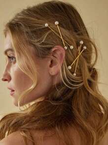 1 pièce/2 pièces/8 pièces Pinces à cheveux simples pour femmes avec design de croix en perle, accessoires de mode, cadeau élégant pour les amis. Pinces à cheveux, barrettes à cheveux, accessoires de cheveux en perle, fournitures scolaires