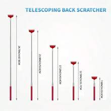 1pc Retractable Metal Back Scratcher - 27 Inches Long, Portable, Relieves Itchiness - Black - View 2