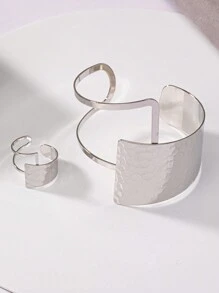 1 Pieza Pulsera Y Anillo Geométrico Con Y Estilo - Plateado - Ver 5
