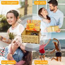 You Are My Sunshine Music Box, Wooden Hand Crank Laser Engraved Retro Unique Music Box Gift For Birthday, Christmas, Valentine Day, Mother Day, Anniversary, Wedding - Brown - View 9