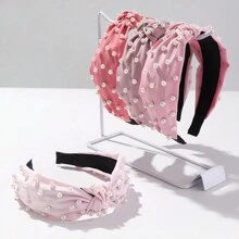 3pcs/4pcs Fabric Pearl Detail Wide Edge Headband, Suitable For Daily Hair Accessory Decoration - Multicolor - View 8