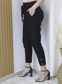 Women Pants - 黑色 - 查看 3