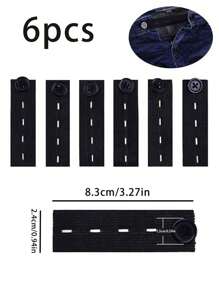 6pcs Adjustable Waistband Extender With Elastic,Premium Button Extender For Pants, Pants Extender For Maternity,  For Jean, Pants Button Extender - Multicolor - View 2