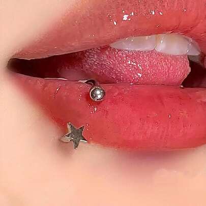 1 peça piercing labial com Estrela de Aço Inoxidável em formato de "C"