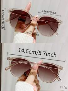 1pc Women's Round Frame Fashion Glasses With Cute Decorative Clear Lenses And Suitable For Outdoor Activities Beach Accessories For Women Glasses Shades For Summer Beach Vacation,Outdoor,Travel Casual Style Oversized Round Frame For Going Out Outfit,Back To School