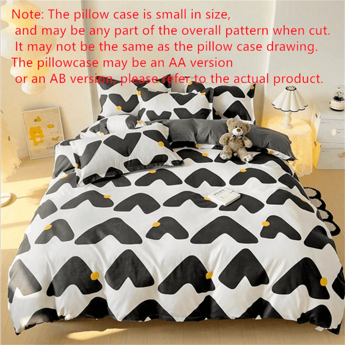 4pcs Mới Làn da thân thiện In Bộ chăn ga gối ; Dễ thương Và Đơn giản Bốn Và Bộ vỏ chăn ( Chất làm đầy Không bao gồm ) - Claire - Xem 1