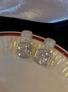 1 Pair Of Delicate Geometric Artificial Glass Rhinestone Fashionable Elegant Women's Casual/Dating/Holiday Gift Dangle Earrings