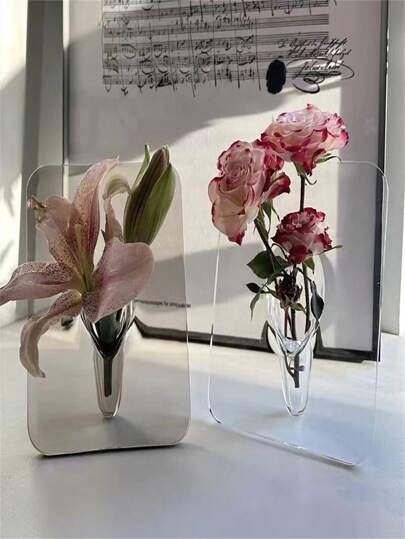 Creative Artistic Picture Frame Vase Birthday Graduation Home Room Flower Glass view 3
