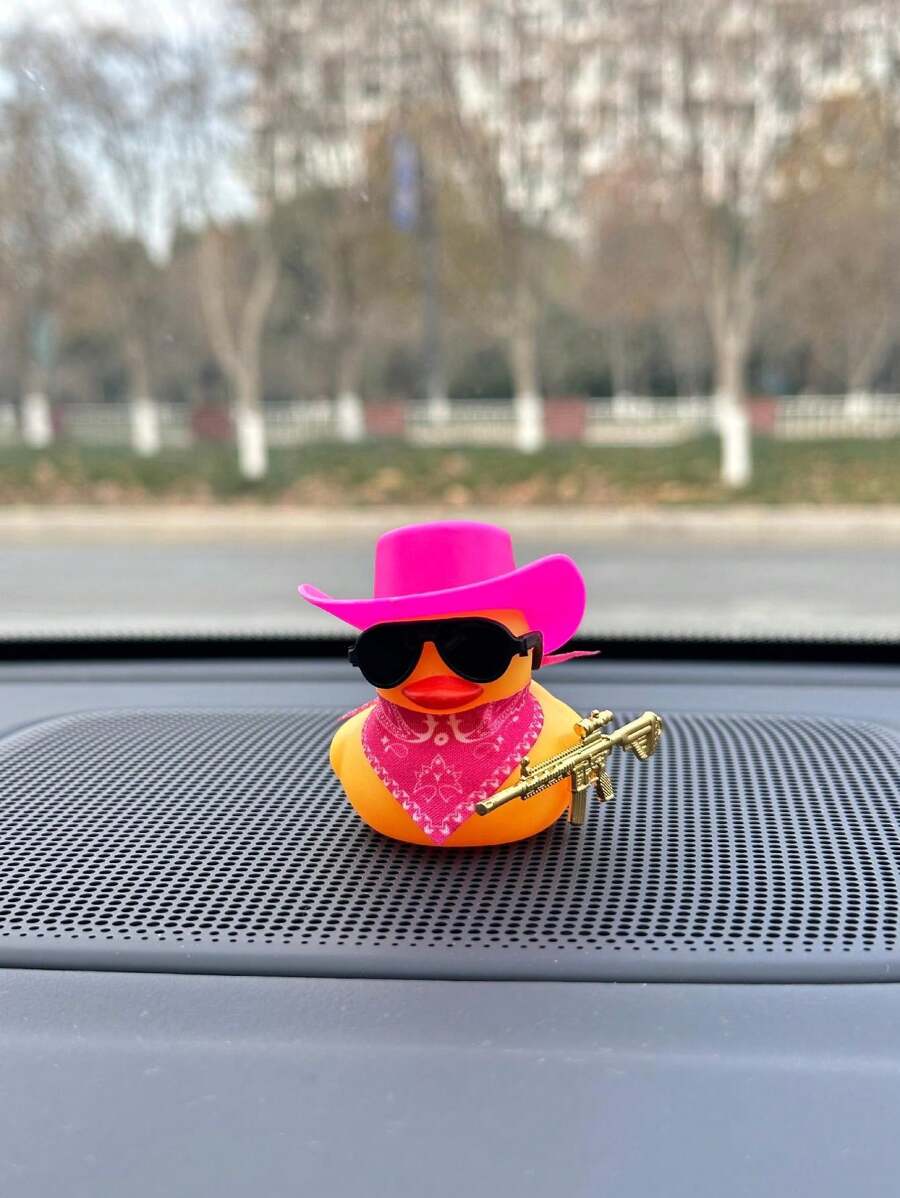 1 Pieza Adorno Con Forma De Pato Lindo Y Genial Para Decoración Del Interior Del Coche - Amarillo - Ver 1