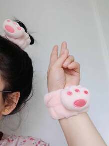 2 cái Phụ nữ Paw Decor Dễ thương Hair Tie - Hồng - Xem 6