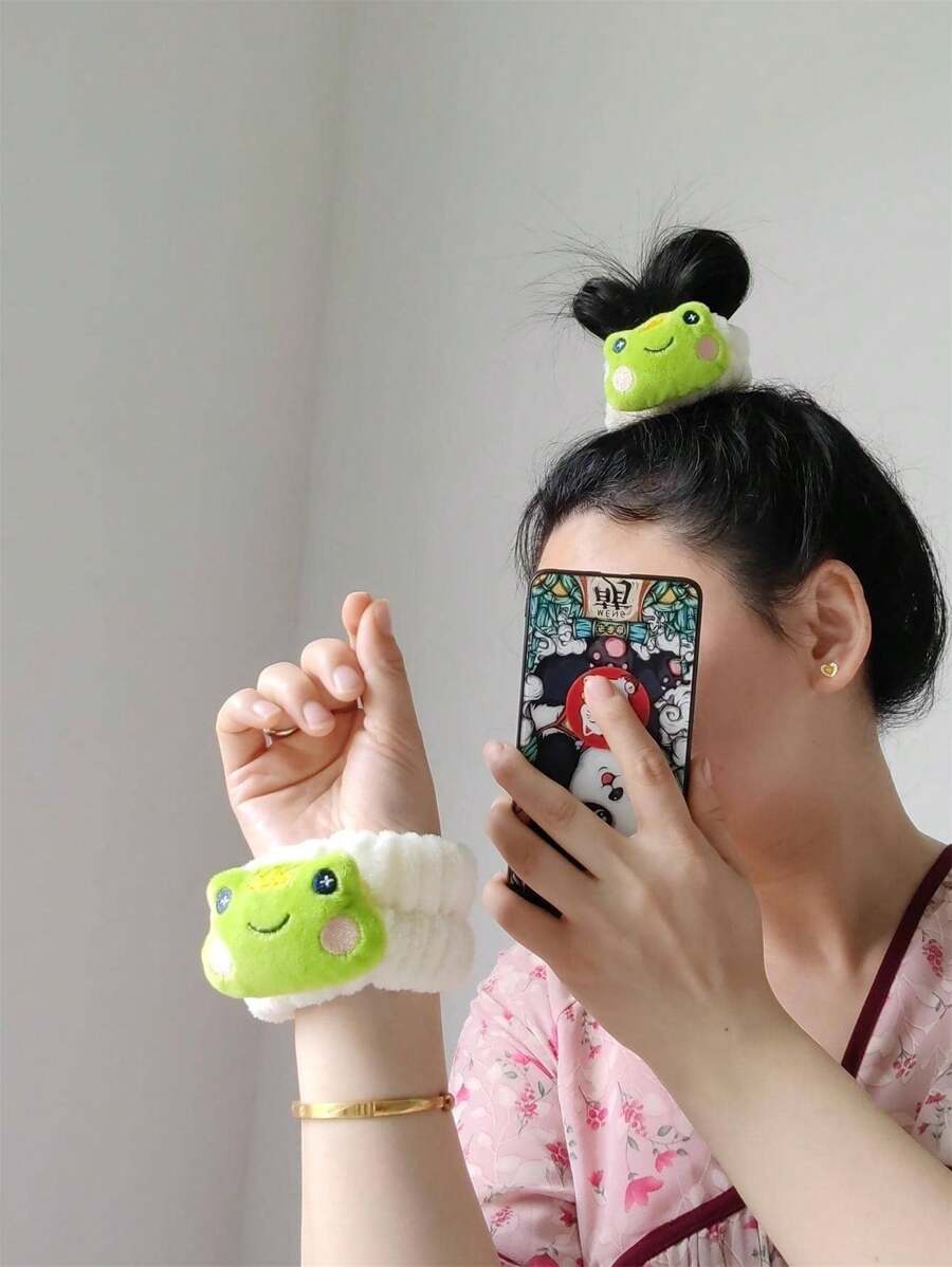 2 cái Phụ nữ Paw Decor Dễ thương Hair Tie - Hồng - Xem 1