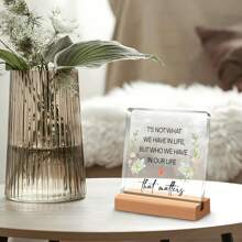 1pc,Small Reminder Desk Sign, Positive Sign Desk Decoration, Sign Acrylic Plaque, Inspirational Gift For Female Friends, Gift For Colleagues, Friend - Transparent - View 6