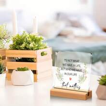 1pc,Small Reminder Desk Sign, Positive Sign Desk Decoration, Sign Acrylic Plaque, Inspirational Gift For Female Friends, Gift For Colleagues, Friend - Transparent - View 8