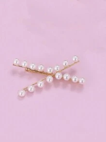1 pièce/2 pièces/8 pièces Pinces à cheveux simples pour femmes avec design de croix en perle, accessoires de mode, cadeau élégant pour les amis. Pinces à cheveux, barrettes à cheveux, accessoires de cheveux en perle, fournitures scolaires
