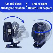 1pc USB Rechargeable Clip Small Table Fan Portable Student Dormitory Rotatio Adjustable Student Office Fan For Bedroom,White,Blue - Blue Rechargeable Style-8000 Air Volume - View 10