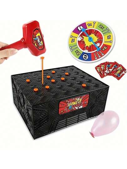 1 conjunto de balões estourando jogo de mesa interativo, brinquedo de reunião de festival, jogo de tabuleiro estimulante multijogador (número aleatório de balões, alguns acessórios são coloridos aleatoriamente)