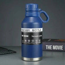 1入組 1200毫升便攜式水壺，戶外運動瓶，登山掛鉤鍋，露營鍋，304不銹鋼保溫杯，雙層保溫冷藏水壺 - 藍色 - 查看 12