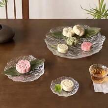 1pc Glacier Glass Breakfast Mini Plate Fruit Sauce Dessert Western Food Candy Jewelry Plate For Restaurant Holiday Christmas Gift - Clear - View 4