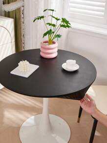 Mantel impermeable de 1 pieza unicolor anti-aceite de lujo ligero para mesa de comedor y café, tapete para escritorio redondo a prueba de polvo sin necesidad de lavar, cubierta de mesa del hogar