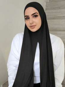 1pc Women's Solid Color Comfortable Stretchy Scarf Hijab Headscarf, Fashionable And Simple, Convenient, Suitable For All Seasons For Abaya Daily Under Cap Veiled Clothes