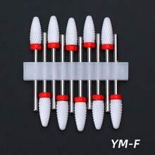 10入組電動修甲鑽頭套裝,瓷釉針磨片,火焰型修甲鑽頭,角質修形機底盤抛光配件