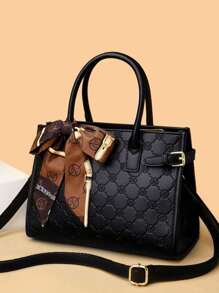 Fashionable 3pcs/Set Handbag Tote Shoulder Bag Pouch Clutch Wallet Set - Black - View 3