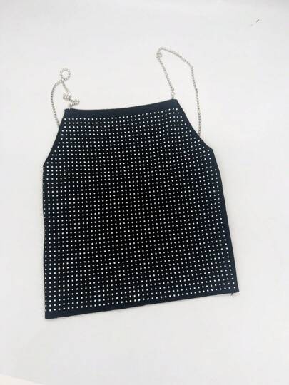 OK@Y blusa top sin manga con cadena tirantes de cristal