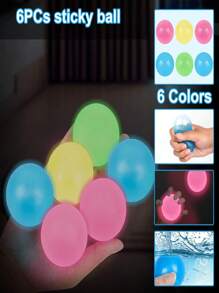 1/2/3 piezas Pelotas adhesivas para el techo, pelotas adhesivas para el techo, juguetes de estrés que brillan en la oscuridad, pelotas adhesivas para la pared que se pegan al techo, resistentes a los desgarros - Multicolor - Ver 4