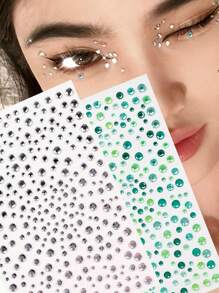 STARTTOOS Large Sheet Multisize 3d Simulated Gemstone Eye & Face Decoration Stickers, Diy Music Festival Y2k Makeup Party Eye & Face Decoration Stickers