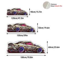 1pc Graffiti Car Pattern Carpet, Stylish Thick Crystal Velvet Printing Irregularly Shaped Rug, Soft & Durable For Living Room, Bedroom, Kitchen, Bathroom, Laundry Room, Hallway, Entryway, Game Room, Boy's Room Decoration