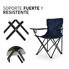 Set Of 2 Ultra Light Folding Beach Chairs, Heavy Duty Portable Camping Chair Picnic Chair, Portable Chair With Cup Holder Camping Seat With Cover Folding Beach Chair - 藏蓝色 - 查看 3