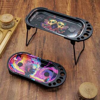 1件装方形圆形图案随机喇叭管灌装多功能套装烟盘操作工作台喇叭管灌装套装