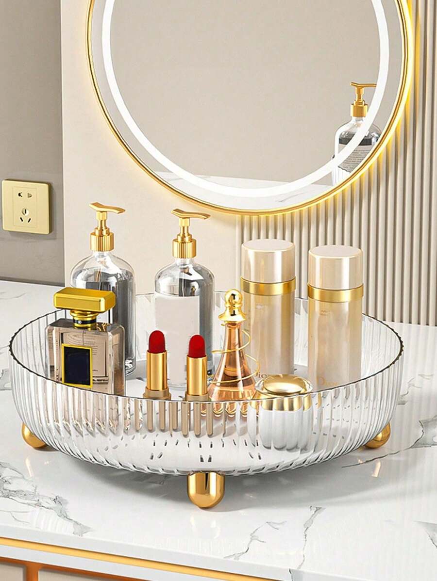 Simple Desktop Double-Layer Drainage Skin Care Storage Box Multipurpose Plastic Transparent Tray - Clear - View 1