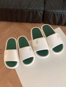 XIXITIAO最新款色塊厚底EVA女孩家居拖鞋，夏季卡通狗圖案室外花式創意拖鞋 - 白色 - 查看 3