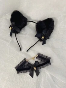 鈴鐺和蝴蝶結裝飾立體髮箍和服飾頸鏈