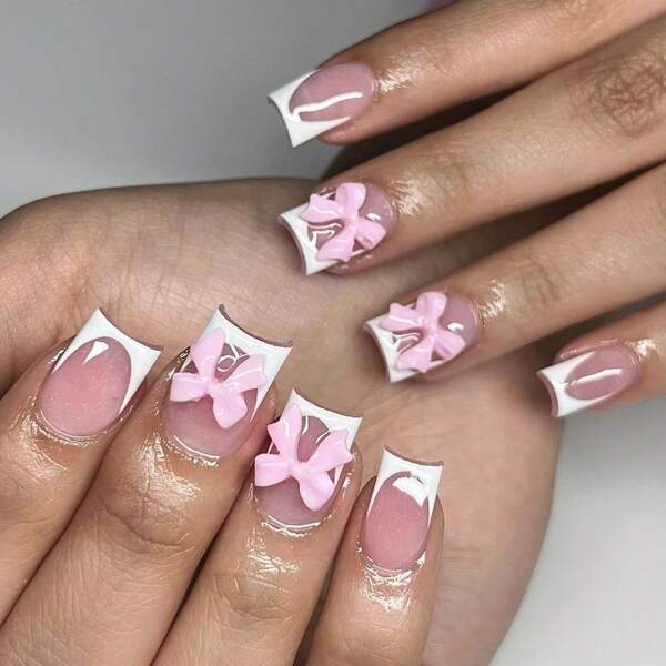 24pcs Short Square Shaped Nail Art Set With Strawberry Design, Simple And Sweet Spring Style, Including Nail Stickers, Jelly Gel And Manicure Files