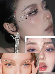 STARTTOOS Large Sheet Multisize 3d Simulated Gemstone Eye & Face Decoration Stickers, Diy Music Festival Y2k Makeup Party Eye & Face Decoration Stickers