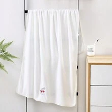 1入組大小不同的大兔子圖案浴巾，可愛簡約風格的聚酯纖維珊瑚絨矩形吸水快干毛巾，適用於家居客廳臥室全年使用，尺寸為60*120/70*140/90*180cm - 白色 - 查看 1