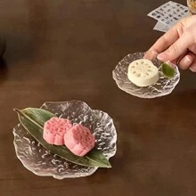 1pc Glacier Glass Breakfast Mini Plate Fruit Sauce Dessert Western Food Candy Jewelry Plate For Restaurant Holiday Christmas Gift - Clear - View 8