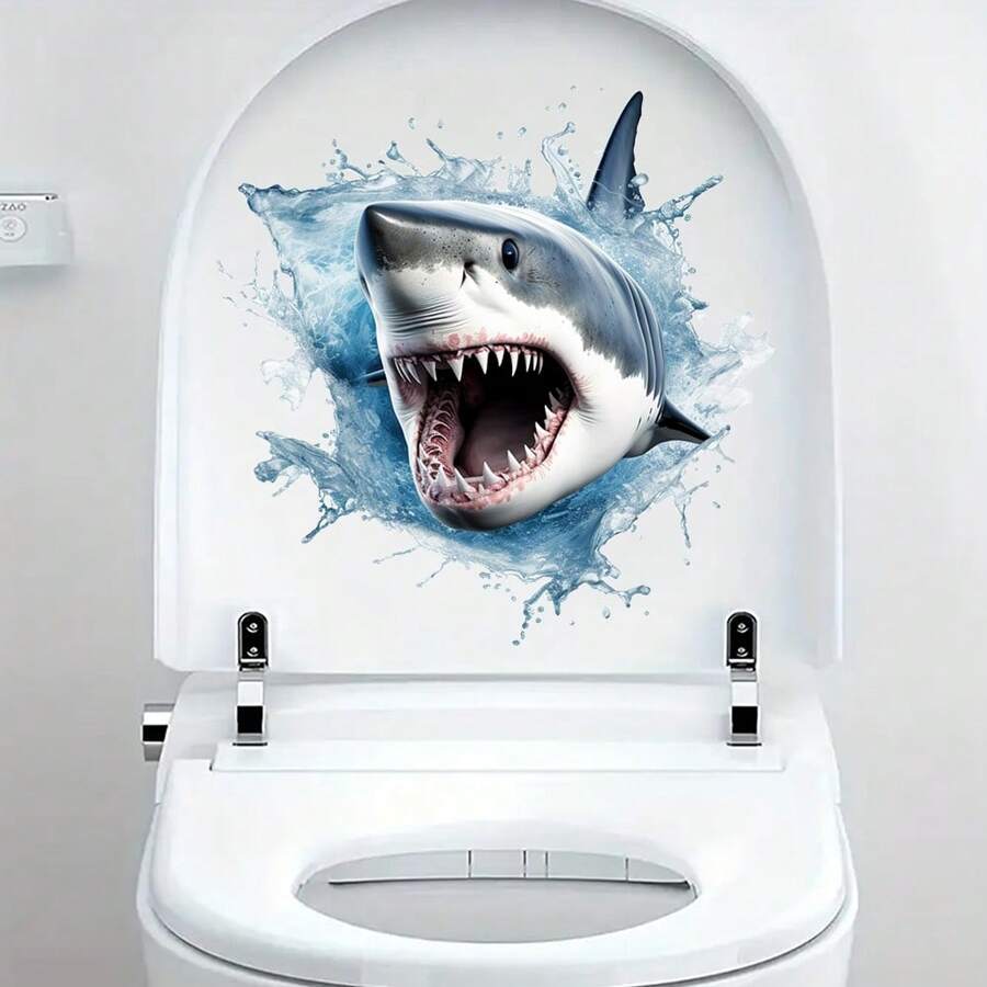 1pc Fashionable Fierce Shark Toilet Seat Sticker SHEIN USA