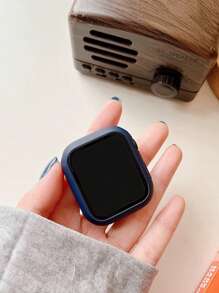 1pc Matted Navy Blue Shockproof Ultra-Thin Tempered Glass Protective Case Sprayed Oil Fashionable Cute Watch Case, Compatible With Apple Watch 38/40/41/42/44/45/46/49mm, Compatible With Apple Watch Ultra/SE Series 11/10/9/8/7/6/5/4/3/2/1, Smartwatch Accessories