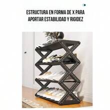 Zapatera Organizador De Calzado 5 Niveles 15 Par Porta Zapatos Mueble Estante Ideal Para Closet Estilo Moderno Toque Geometrico Repisas Tela Impermeable Armable Multiusos Almacenamiento Ajustable Economico Practica Facil Transportar - Negro - Ver 2