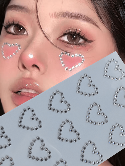 Sticker de corazón para el cuerpo, de maquillaje artístico, accesorio para festivales de música y actuaciones en el escenario, para fiestas de bodas y fiestas de Pascua y tatuajes