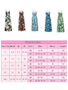 Vestidos largos de mujer elegantes de playa, con Tirantes ajustables y estampado floral y plantas tropical,vestidos frescos casuales Sexy  para dama fiesta, Faldas Mujer Largas Elegantes, vestidos de novia primavera y Verano - Verde - Ver 8
