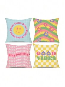 每日四件組鋪地毯短絨氈沙發腰墊套,適用於抱枕、沙發、靠背