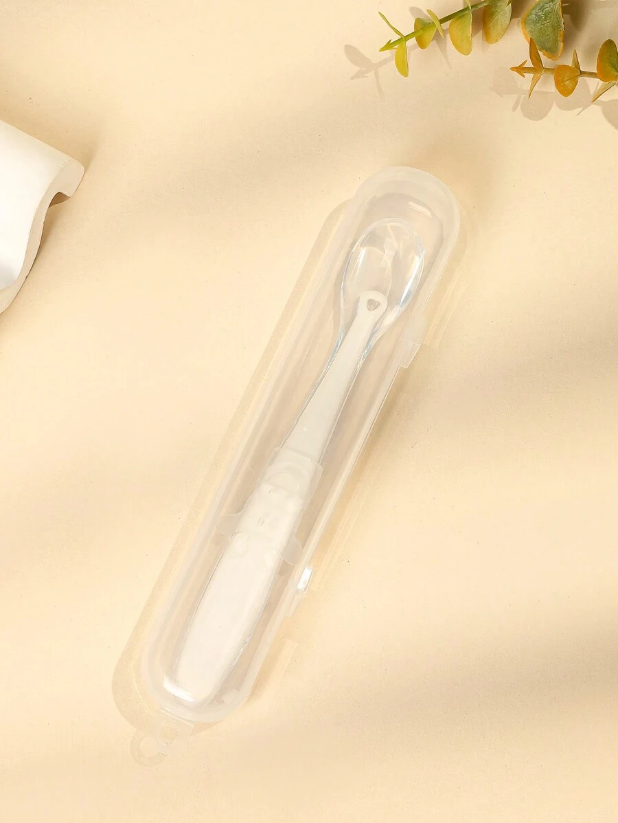 Baby Silicone Spoon Children Training Spoon All Silicone Soft Tip Baby Silicone Spoon Food Meal Spoon Silicone Learning Spoon - White - View 1
