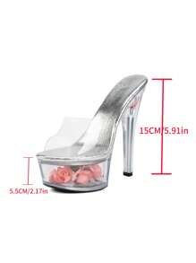Women Pumps Flower Decor High Heels Shoes Summer Sunshine Model Runway Shoes Mature Female Activities Host Cocktail Party Evening Dating Valentines