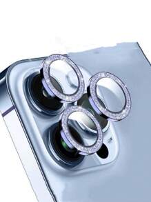 Camera Lens Protective Film Glitter Compatible With IPhone 14/12/11/13 Pro Max, Single Luxury Sparkling Rhinestone Lens Cover And Rear Camera Protective Ring Gift For Birthday, Family, Friends Sparkling Crystal, Lens Protector, Phone Accessories Waterproof Shockproof Anti-Fall Anti-Fall Scratch Resistant Anti-Fingerprint Full Cover - Silver - View 6