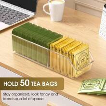 DEFINICE 1pc Tea Bag Organizer Tea Bag Storage Tea Bag Holder Tea Box Clear Storage Bins For Sugar Packet, Coffee, Condiment, Spice Pouches In Kitchen, Cabinet, Countertop, Pantry - Clear - View 6