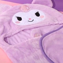 Miniso 三丽鸥酷洛米卡通毛绒连帽空调毯斗篷，厚实保暖，可爱午睡披肩（90*140厘米） - 紫色 - 查看 10